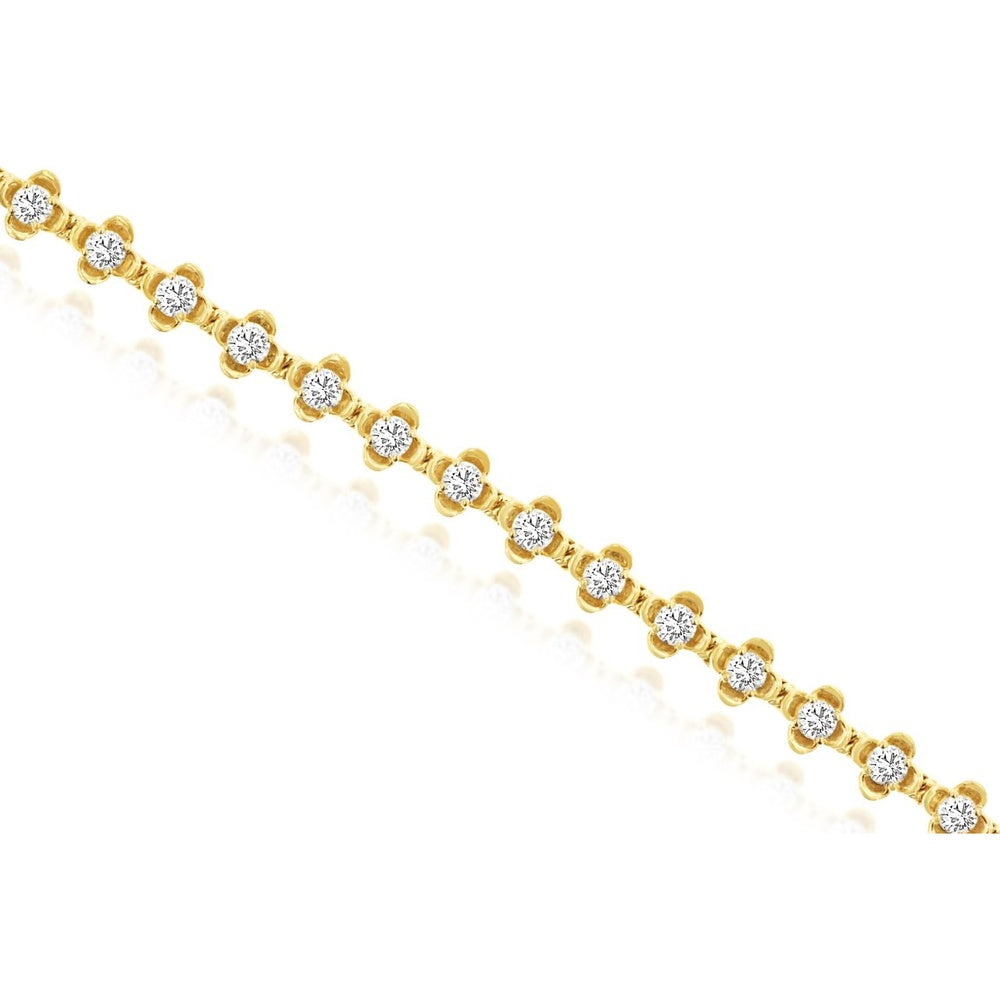 14K Yellow Gold Tennis Bracelet with Four-Prong Set Round Diamonds - 1.7 Carat Total Diamond Weight - Royal Jewelry