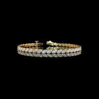 14K Yellow Gold Tennis Bracelet with Inclined Prong Set Marquise Cut Lab Diamonds - 6.88 Carat Total Weight (E-F Color, VS Clarity) - Covaloro Fine Jewelry