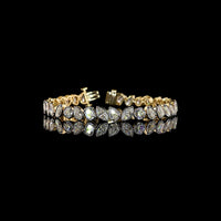14K Yellow Gold Tennis Bracelet with Mixed Brilliant, Emerald, Pear, and Marquise Cut Lab Diamonds - 11.24 Carats Total Diamond Weight - Covaloro Fine Jewelry