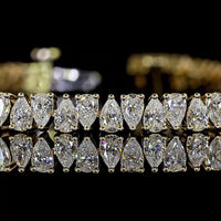 14K Yellow Gold Tennis Bracelet with North-South Pear Shape Lab Diamonds - 4.89 Total Carat Weight, E-F Color VS Clarity - Covaloro Fine Jewelry