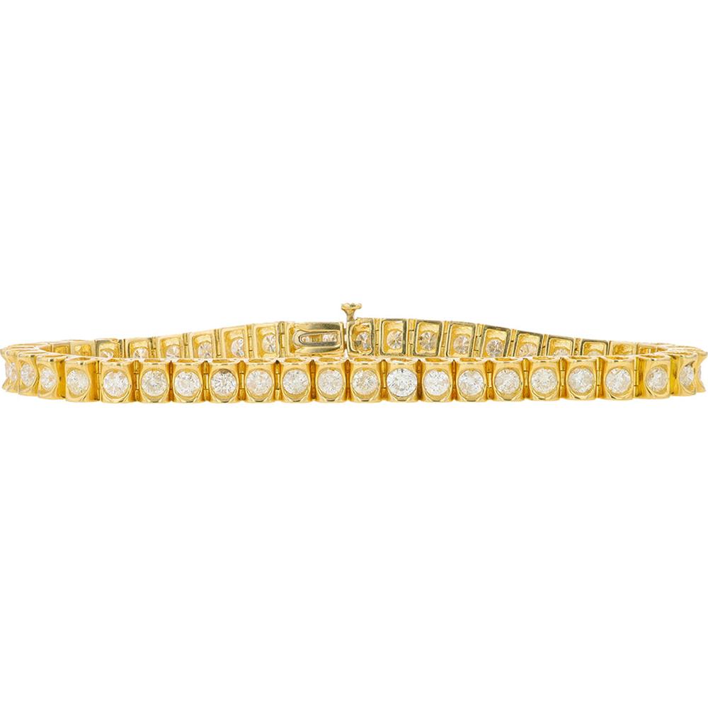 14K Yellow Gold Tennis Bracelet with Prong Set Diamonds - 4.00 Carat Total Diamond Weight