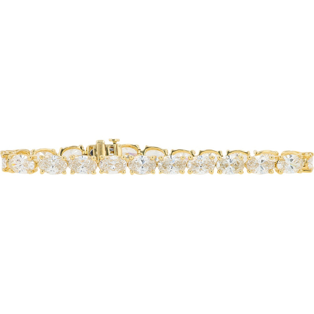 14K Yellow Gold Tennis Bracelet with Prong Set Lab Grown Diamonds - 15.75 Carat Total Diamond Weight