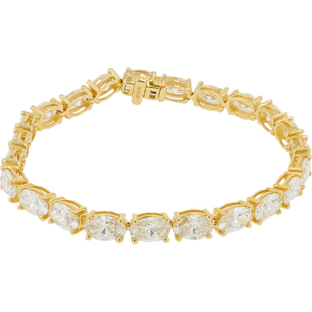 14K Yellow Gold Tennis Bracelet with Prong Set Lab Grown Diamonds - 15.75 Carat Total Diamond Weight