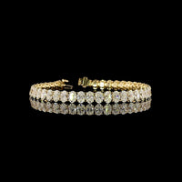 14K Yellow Gold Tennis Bracelet with Prong-Set Oval Lab Diamonds - 16.28 Carat Total Diamond Weight - Covaloro Fine Jewelry