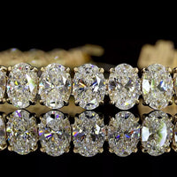 14K Yellow Gold Tennis Bracelet with Prong-Set Oval Lab Diamonds - 16.28 Carat Total Diamond Weight - Covaloro Fine Jewelry