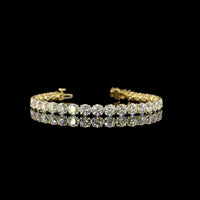 14K Yellow Gold Tennis Bracelet with Prong Set Round and Marquise Lab Diamonds - 15.24 Carats Total Diamond Weight - Covaloro Fine Jewelry