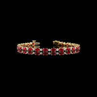 14K Yellow Gold Tennis Bracelet with Prong Set Round Cut Lab-Grown Ruby Gemstones - 0.66 Total Carat Weight - Covaloro Fine Jewelry
