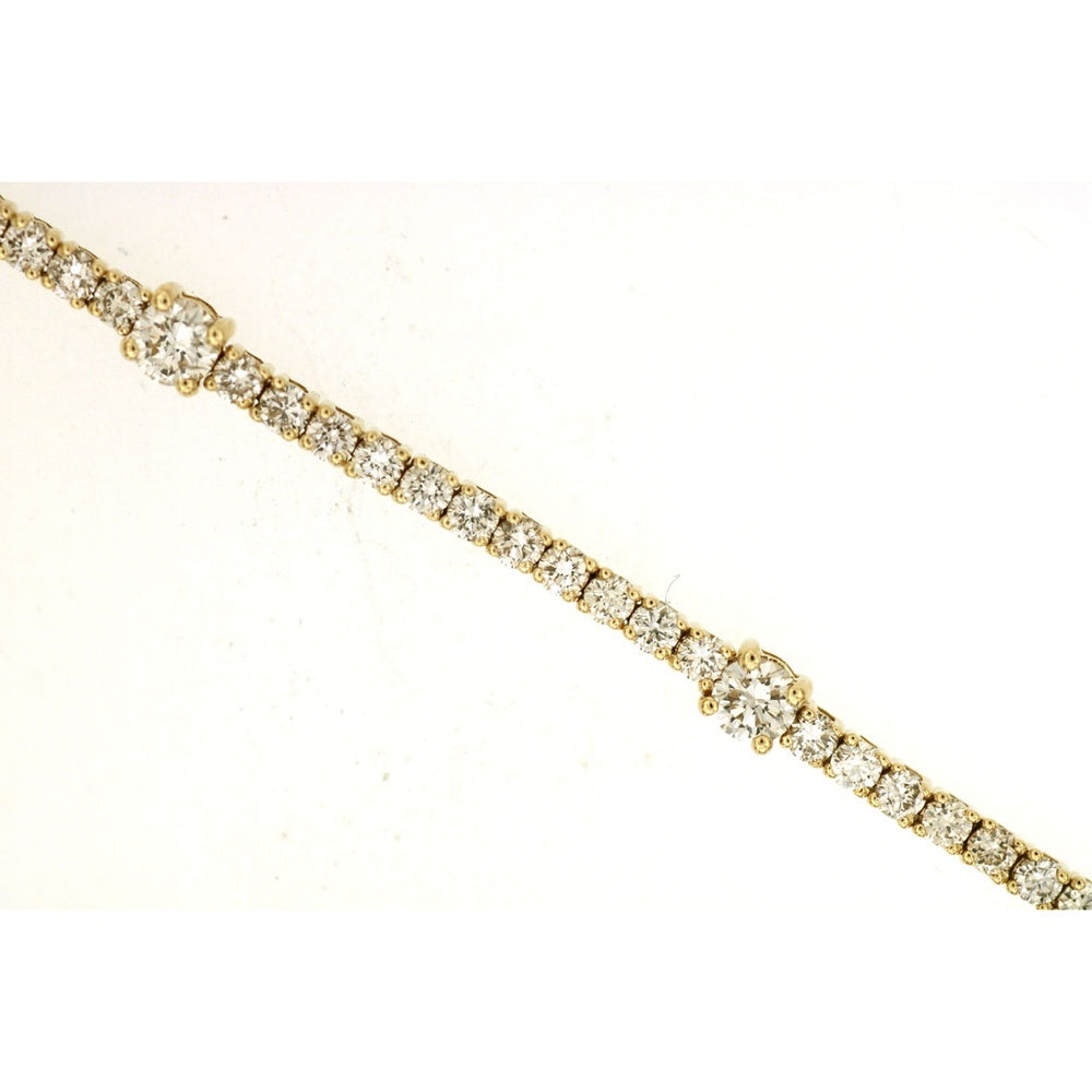 14K Yellow Gold Tennis Bracelet with Prong-Set Round Diamonds - 3.12 Carat Total Diamond Weight - Royal Jewelry