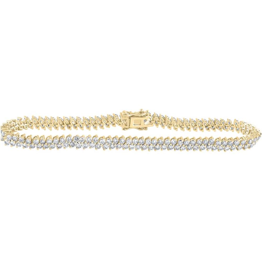 14K Yellow Gold Tennis Bracelet with Prong Set Round Diamonds - 4.87 Carat Total Diamond Weight