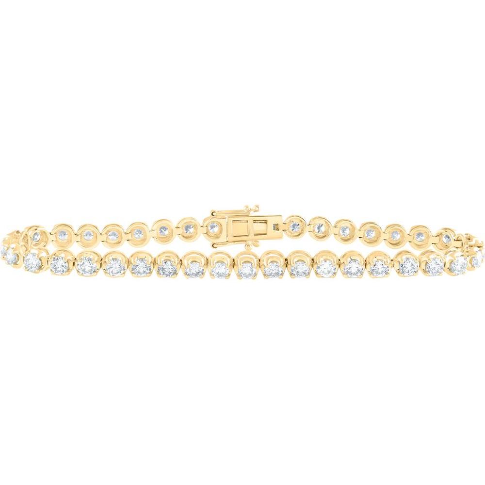 14K Yellow Gold Tennis Bracelet with Prong Set Round Diamonds - 5.00 Carat Total Diamond Weight