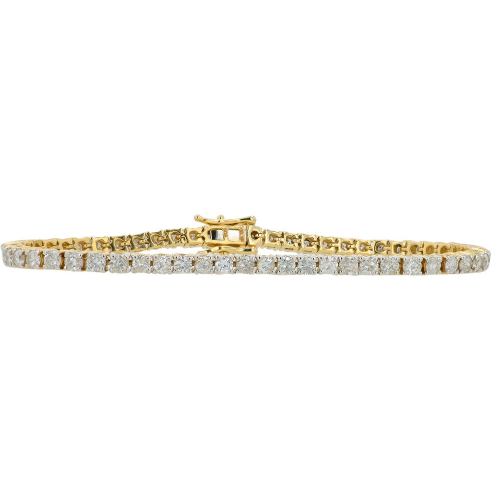 14K Yellow Gold Tennis Bracelet with Prong-Set Round Diamonds - 5.00 Carat Total Diamond Weight