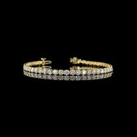 14K Yellow Gold Tennis Bracelet with Round and Marquise Cut Lab Diamonds - 6.62 Carat Total Diamond Weight - Covaloro Fine Jewelry