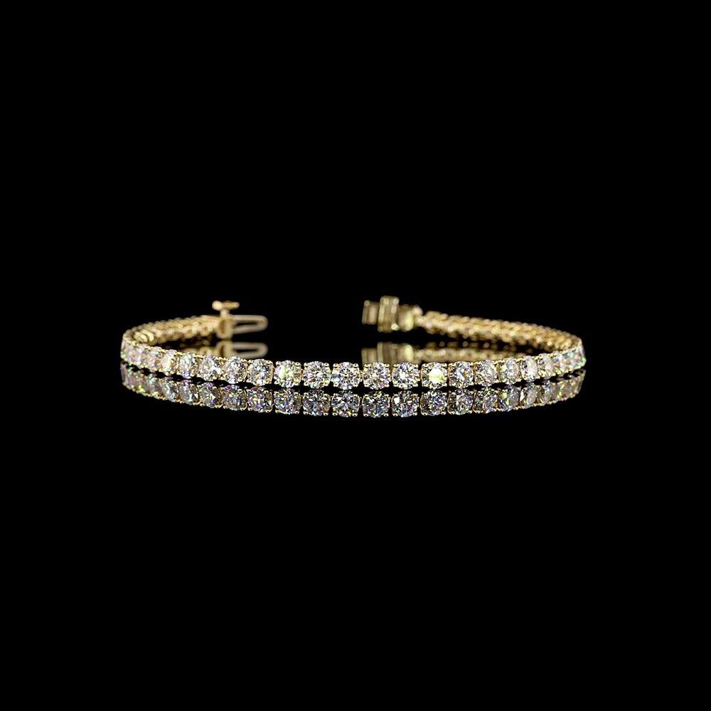 14K Yellow Gold Tennis Bracelet with Round and Marquise Cut Lab Diamonds - 6.62 Carat Total Diamond Weight - Covaloro Fine Jewelry