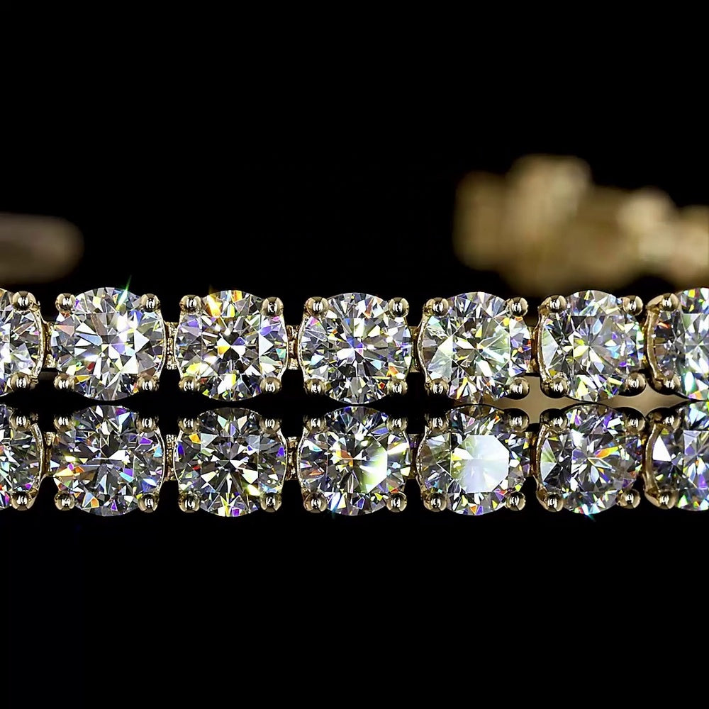 14K Yellow Gold Tennis Bracelet with Round and Marquise Cut Lab Diamonds - 6.62 Carat Total Diamond Weight - Covaloro Fine Jewelry