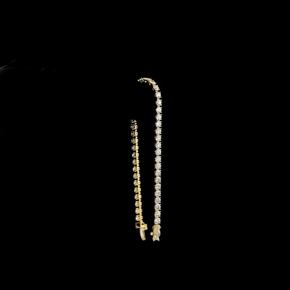 14K Yellow Gold Tennis Bracelet with Round and Marquise Cut Lab Diamonds - 6.62 Carat Total Diamond Weight - Covaloro Fine Jewelry