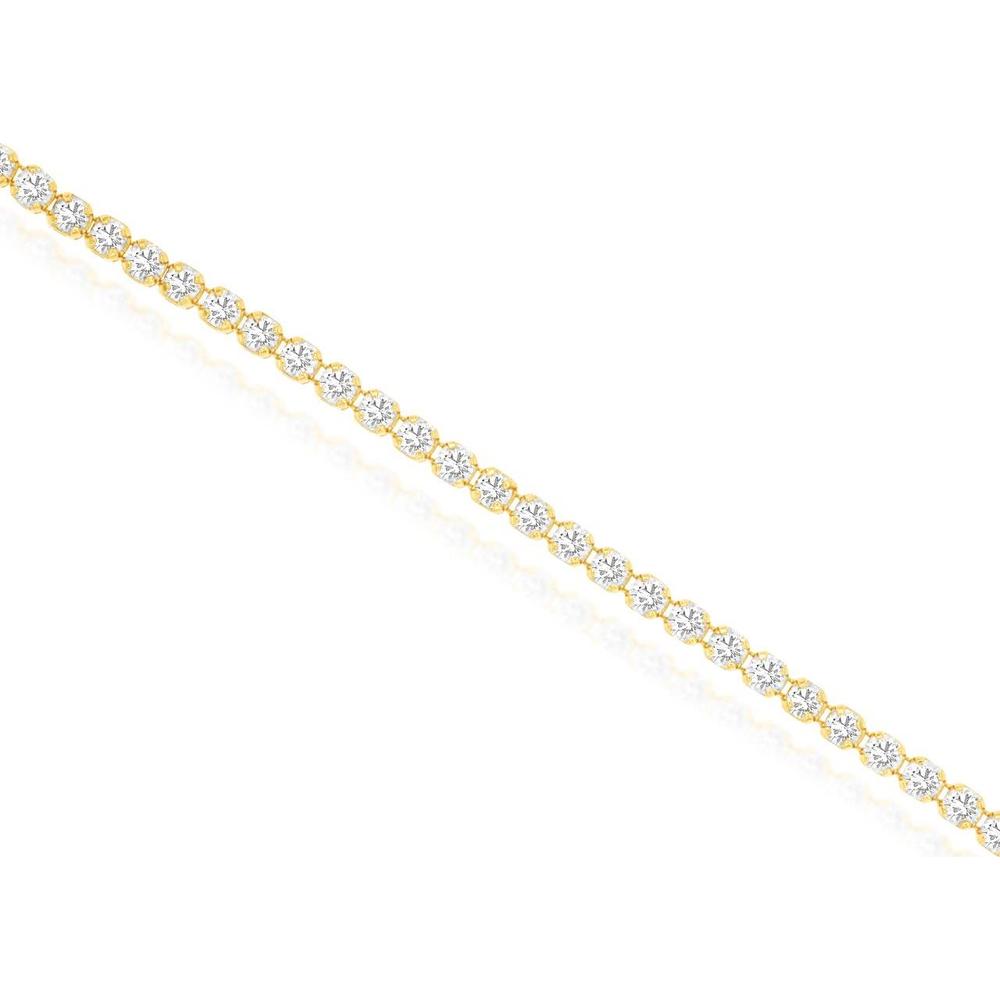 14K Yellow Gold Tennis Bracelet with Round Brilliant Diamonds - 1.20 Carat Total Diamond Weight - Royal Jewelry