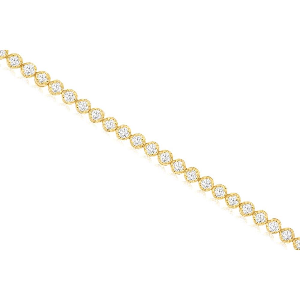 14K Yellow Gold Tennis Bracelet with Round Diamonds - 1.1 Carats Total Diamond Weight