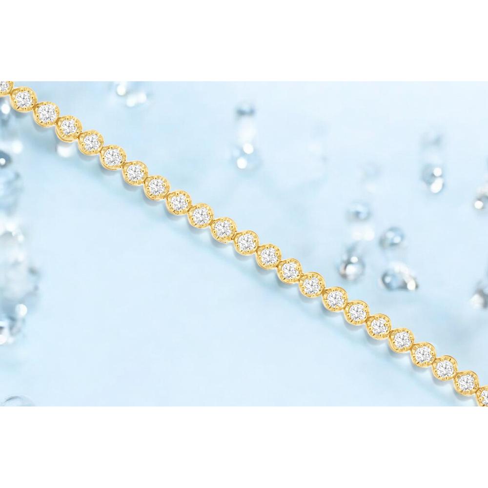 14K Yellow Gold Tennis Bracelet with Round Diamonds - 1.1 Carats Total Diamond Weight