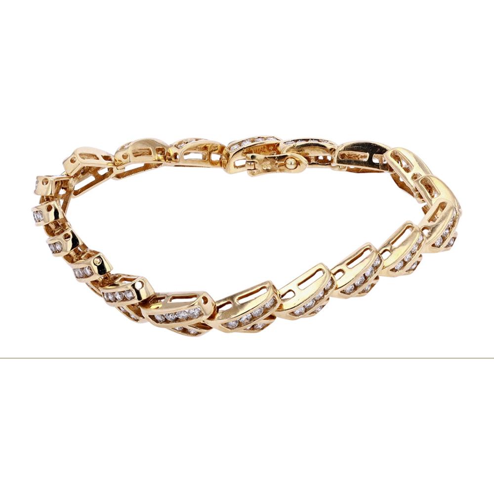 14K Yellow Gold Tennis Bracelet with Round Diamonds - 3.00 Carat Total Diamond Weight