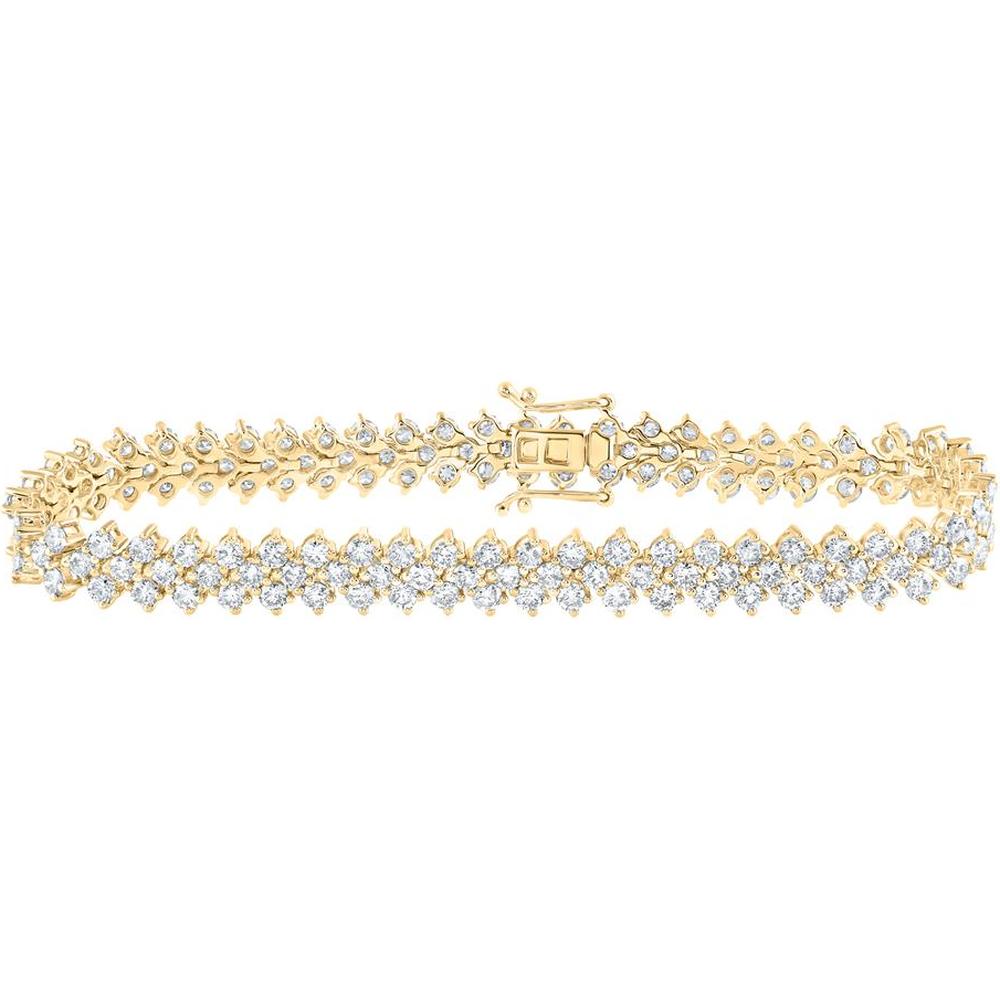14K Yellow Gold Tennis Bracelet with Round Prong-Set Diamonds - 8.38 Carat Total Diamond Weight