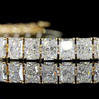 14K Yellow Gold Tennis Bracelet with Three Radiant Cut Lab Diamonds - 1.28 Carats Total Diamond Weight - Covaloro Fine Jewelry