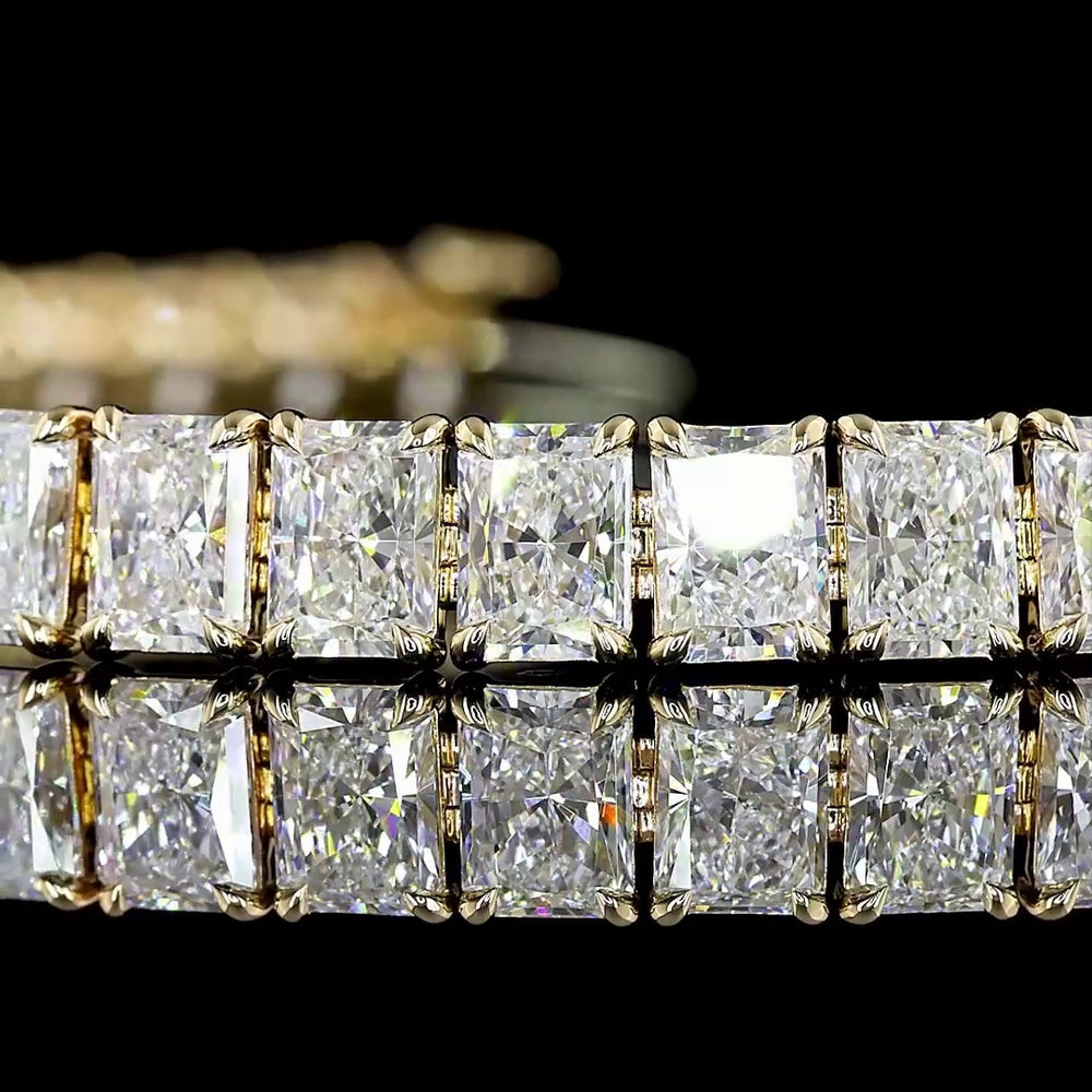 14K Yellow Gold Tennis Bracelet with Three Radiant Cut Lab Diamonds - 1.28 Carats Total Diamond Weight - Covaloro Fine Jewelry