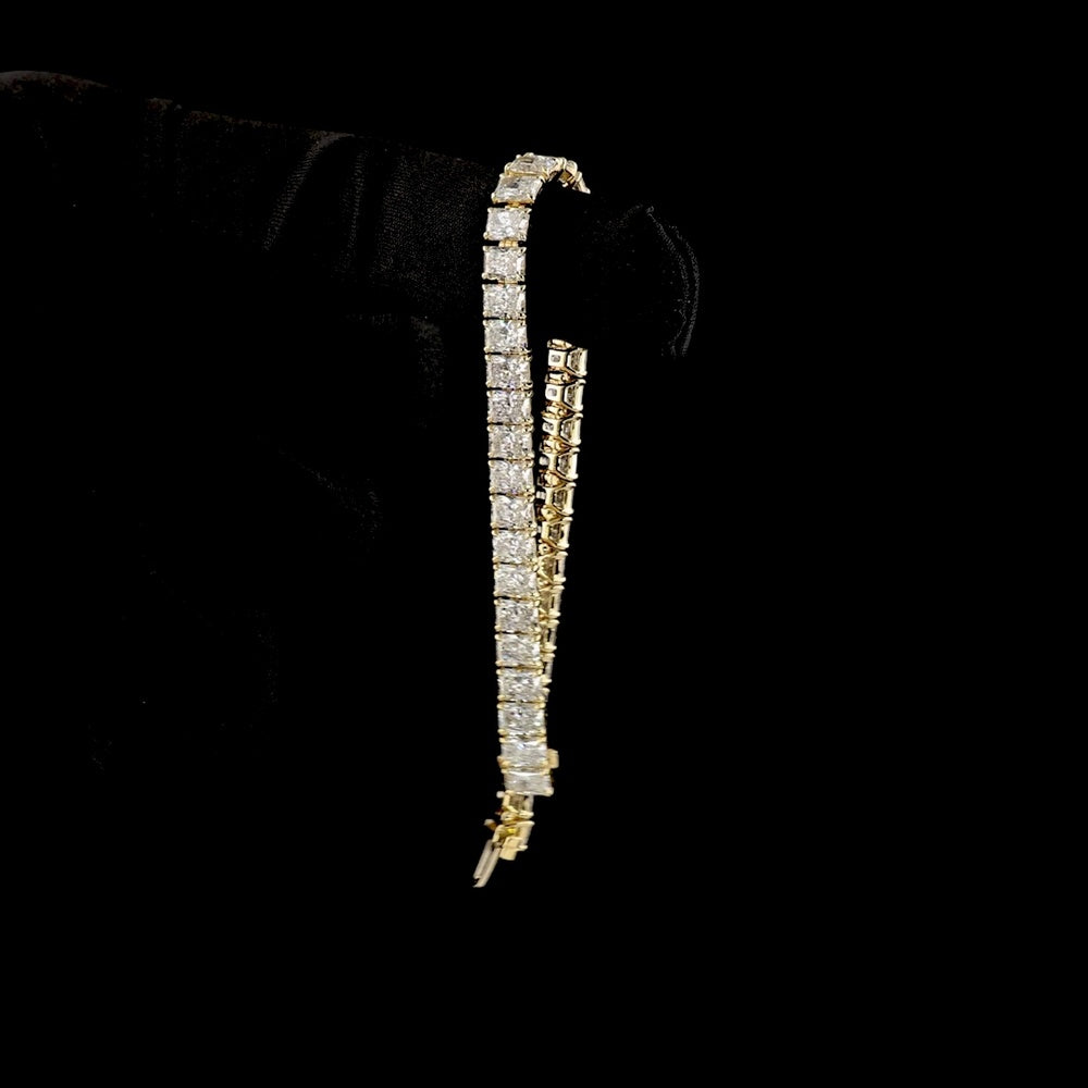 14K Yellow Gold Tennis Bracelet with Three Radiant Cut Lab Diamonds - 1.28 Carats Total Diamond Weight - Covaloro Fine Jewelry