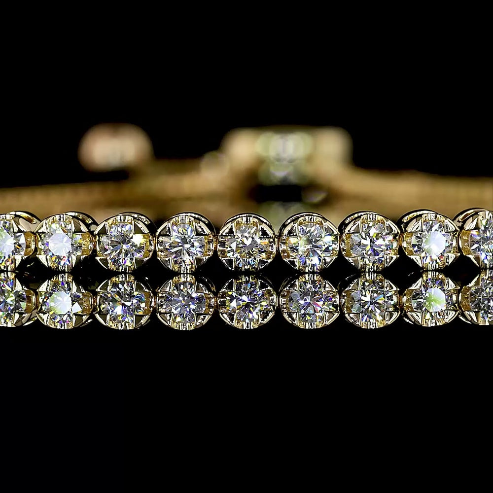 14K Yellow Gold Tennis Bracelet with U-Prong Set Round Lab Diamonds - 0.86 Carat Total Diamond Weight - Covaloro Fine Jewelry