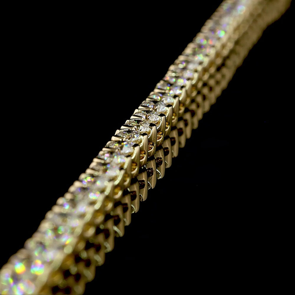 14K Yellow Gold Tennis Necklace with 118 Lab-Grown Round Brilliant Cut Diamonds - 12.87 Carat Total Weight, E-F Color VS1 Clarity - Covaloro Fine Jewelry