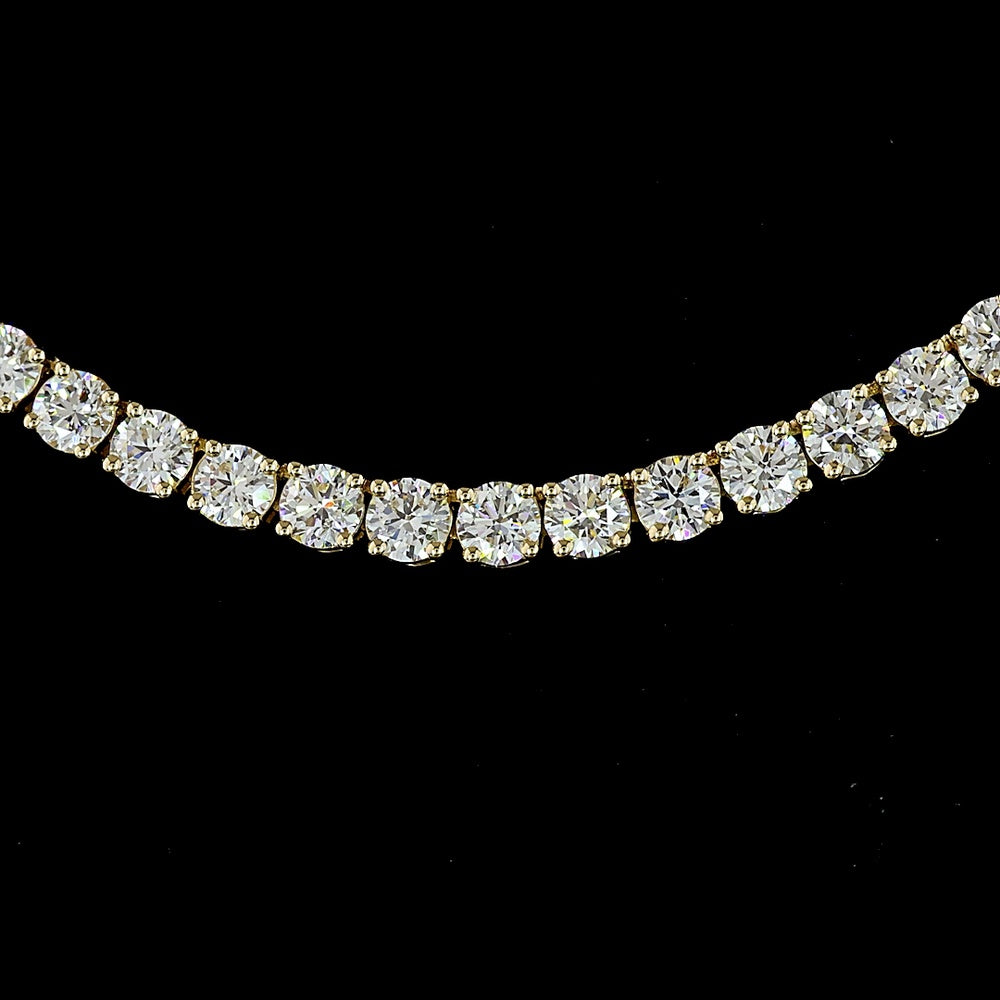 14K Yellow Gold Tennis Necklace with 149 Prong Set Round Brilliant Lab Diamonds - 9.00 Carat Total Weight - Covaloro Fine Jewelry