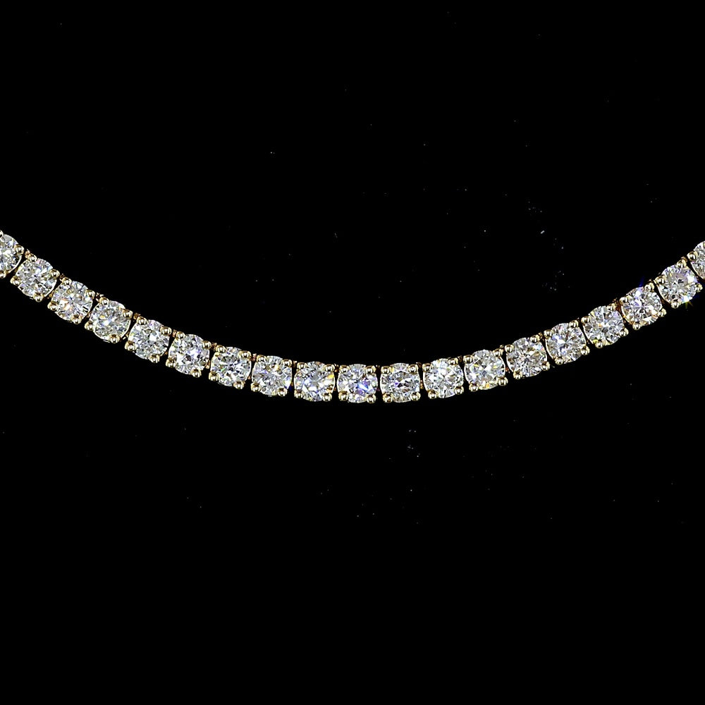 14K Yellow Gold Tennis Necklace with 175 Round Brilliant Cut Lab Diamonds - 4.17 Carat Total Weight, E-F VS1 Clarity - Covaloro Fine Jewelry
