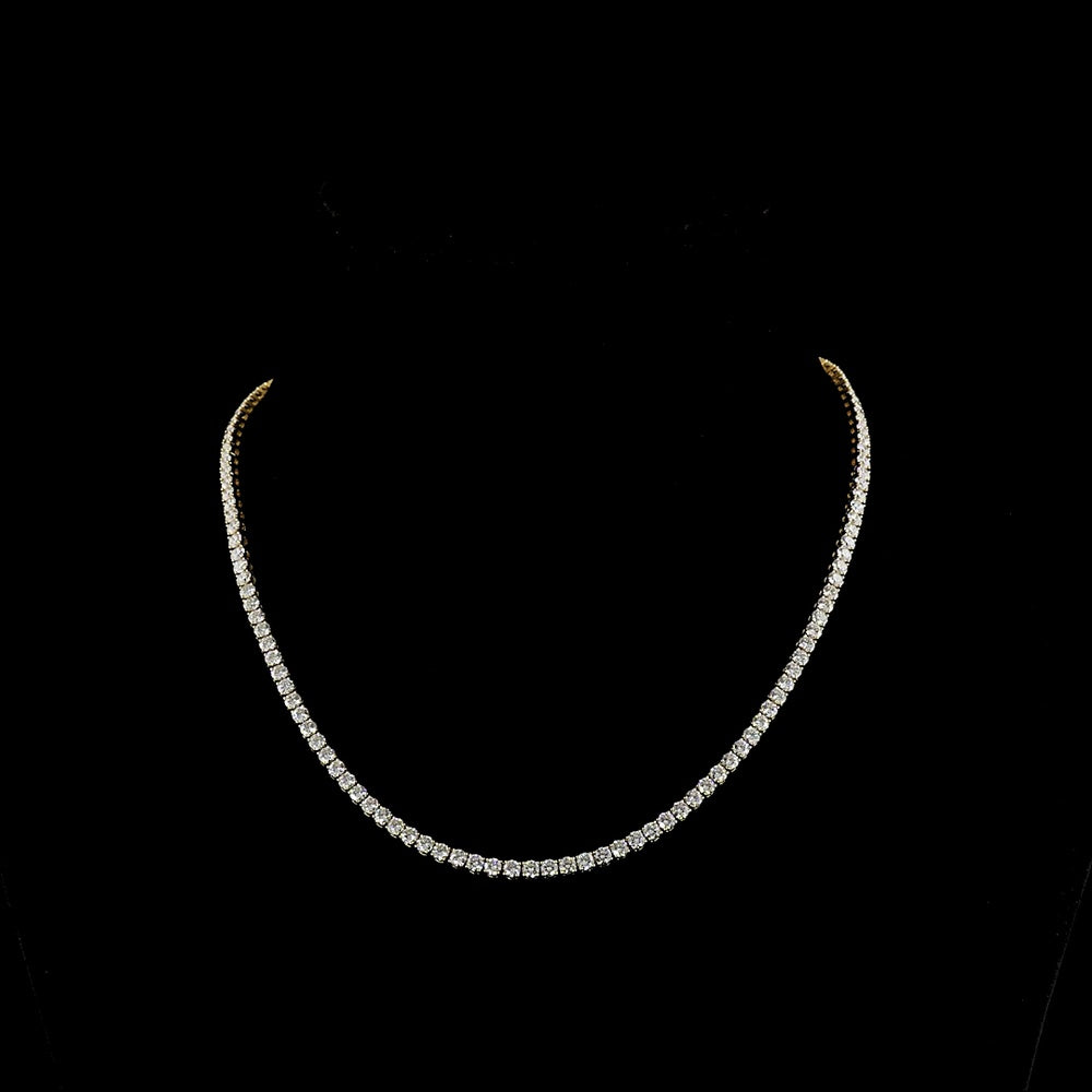 14K Yellow Gold Tennis Necklace with 270 Prong Set Round Lab Diamonds - 21.18 Carats Total Diamond Weight - Covaloro Fine Jewelry