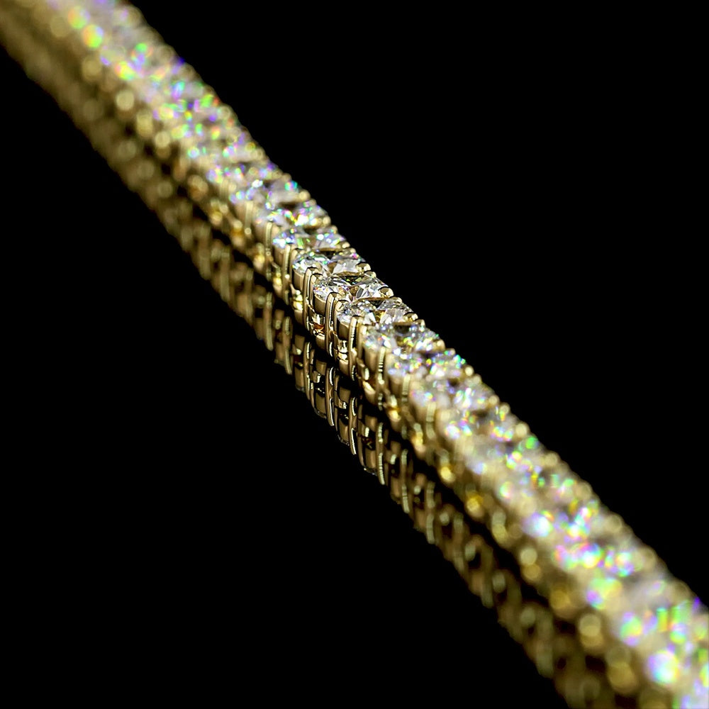 14K Yellow Gold Tennis Necklace with 270 Prong Set Round Lab Diamonds - 21.18 Carats Total Diamond Weight - Covaloro Fine Jewelry