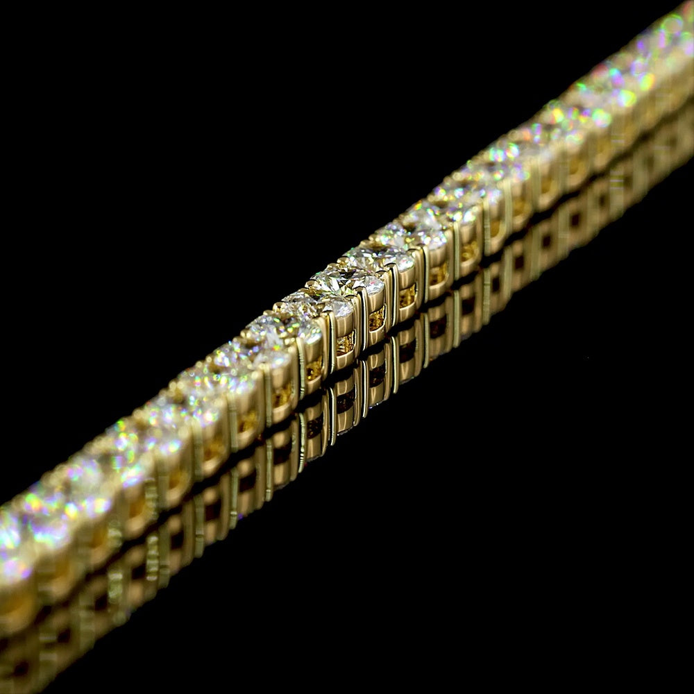 14K Yellow Gold Tennis Necklace with 270 Prong Set Round Lab Diamonds - 21.18 Carats Total Diamond Weight - Covaloro Fine Jewelry