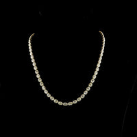 14K Yellow Gold Tennis Necklace with 66 East-West Oval Cut Lab Diamonds - 19.04 Carat Total Weight, E-F Color VS Clarity - Covaloro Fine Jewelry