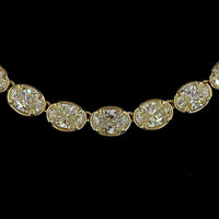 14K Yellow Gold Tennis Necklace with 66 East-West Oval Cut Lab Diamonds - 19.04 Carat Total Weight, E-F Color VS Clarity - Covaloro Fine Jewelry