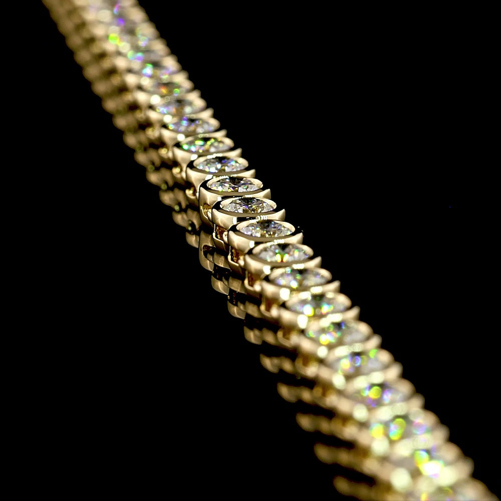 14K Yellow Gold Tennis Necklace with 99 Bezel-Set Round Lab Diamonds - 10.56 Carat Total Weight, E-F Color, VS Clarity - Covaloro Fine Jewelry