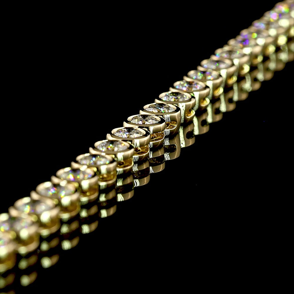 14K Yellow Gold Tennis Necklace with 99 Bezel-Set Round Lab Diamonds - 10.56 Carat Total Weight, E-F Color, VS Clarity - Covaloro Fine Jewelry