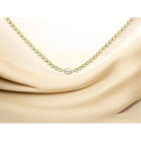 14K Yellow Gold Tennis Necklace with Bezel-Set Round Diamonds and Center Marquise Diamond - 1.20 Carat Total Diamond Weight - Royal Jewelry
