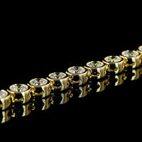 14K Yellow Gold Tennis Necklace with Bezel-Set Round Lab Diamonds - 9.76 Carat Total Diamond Weight, E-F VS Quality - Covaloro Fine Jewelry
