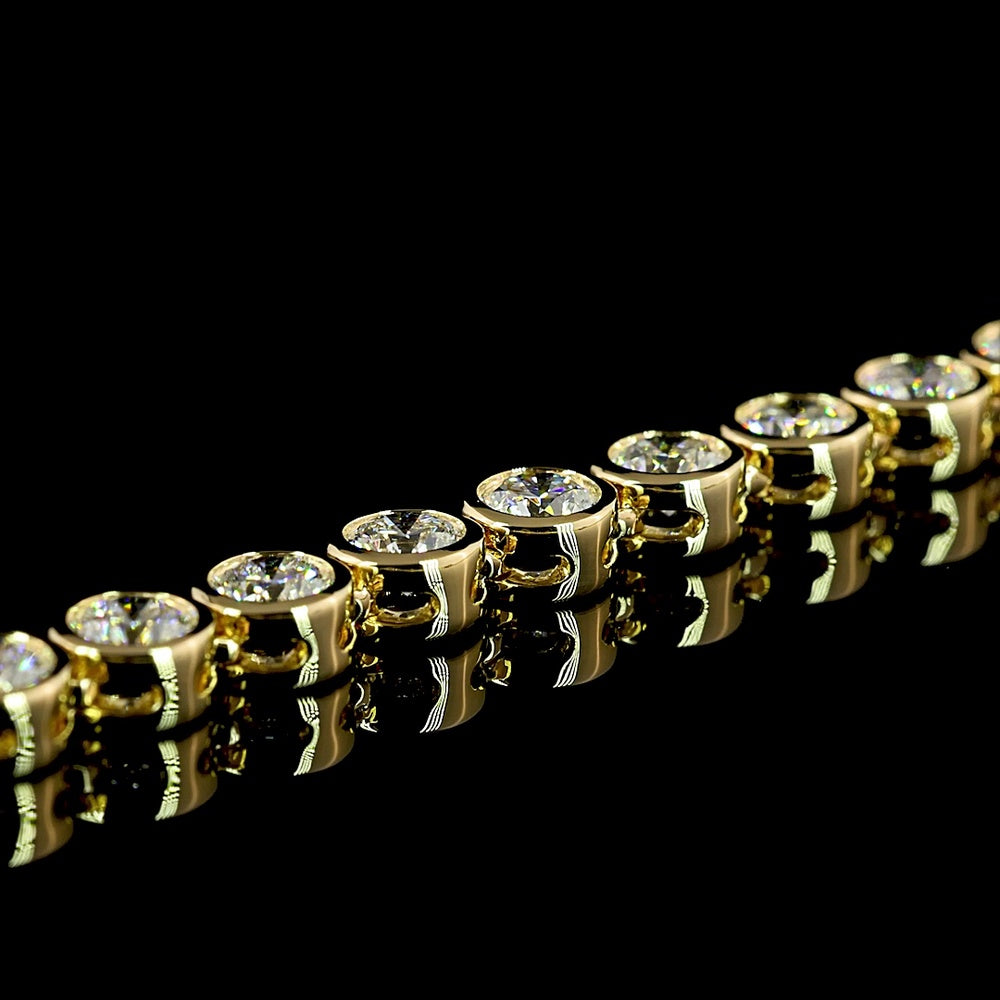 14K Yellow Gold Tennis Necklace with Bezel-Set Round Lab Diamonds - 9.76 Carat Total Diamond Weight, E-F VS Quality - Covaloro Fine Jewelry