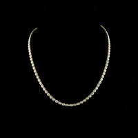 14K Yellow Gold Tennis Necklace with East-West Bezel Set Oval Cut Lab Diamonds - 9.51 Carat Total Weight - Covaloro Fine Jewelry