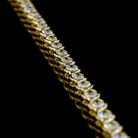 14K Yellow Gold Tennis Necklace with East-West Bezel Set Oval Cut Lab Diamonds - 9.51 Carat Total Weight - Covaloro Fine Jewelry