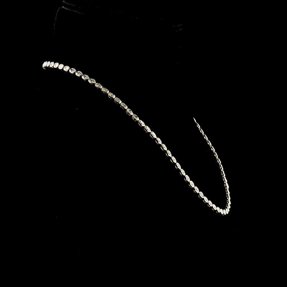 14K Yellow Gold Tennis Necklace with East-West Bezel Set Oval Lab Diamonds - 10.85 Carat Total Weight (E-F VS1) - Covaloro Fine Jewelry