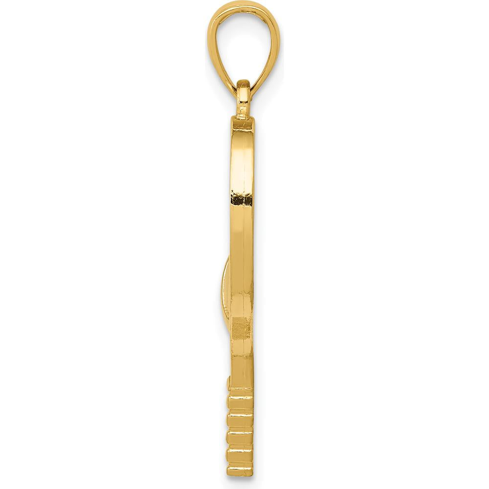 14K Yellow Gold Tennis Racquet and Ball Charm Pendant - Polished Diamond-Cut Finish by Oro Pregiato