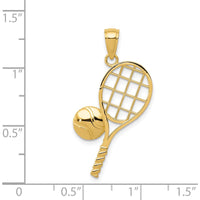 14K Yellow Gold Tennis Racquet and Ball Charm Pendant - Polished Diamond-Cut Finish by Oro Pregiato