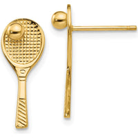 14K Yellow Gold Tennis Racquet with Ball Post Earrings - Polished Finish by 0