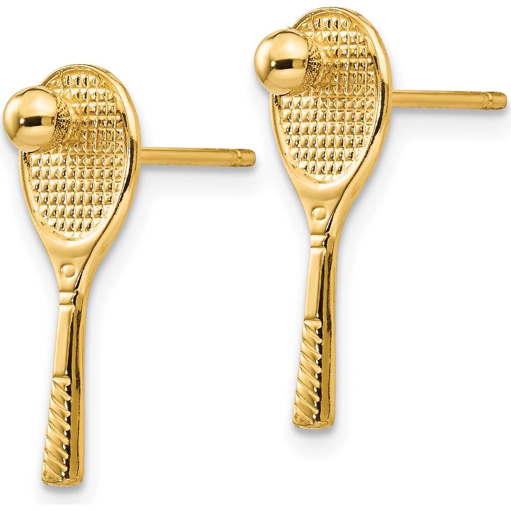 14K Yellow Gold Tennis Racquet with Ball Post Earrings - Polished Finish by 0