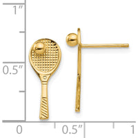 14K Yellow Gold Tennis Racquet with Ball Post Earrings - Polished Finish by 0