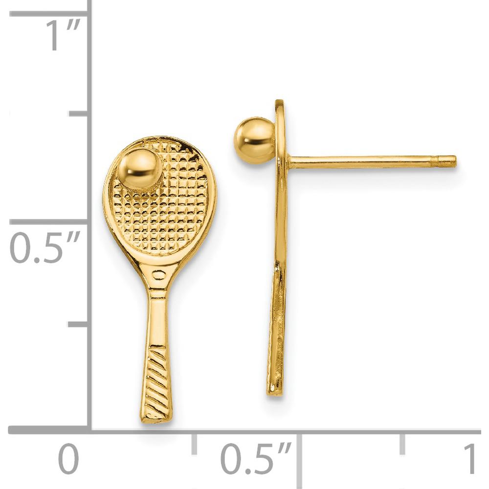 14K Yellow Gold Tennis Racquet with Ball Post Earrings - Polished Finish by 0